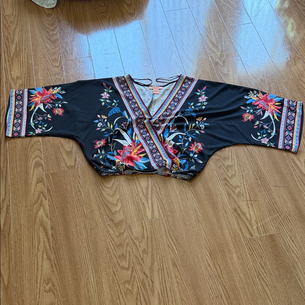 Flying Tomato Black Floral Crop Top